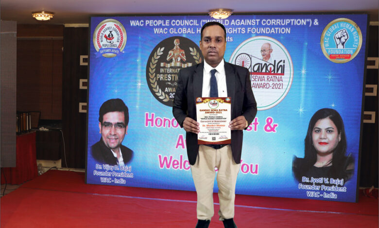 Dr. Bhasker Sharma Receives Gandhi Sewa Ratna Award 2021